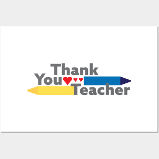 Thank you teacher - Crayons and Hearts Posters and Art